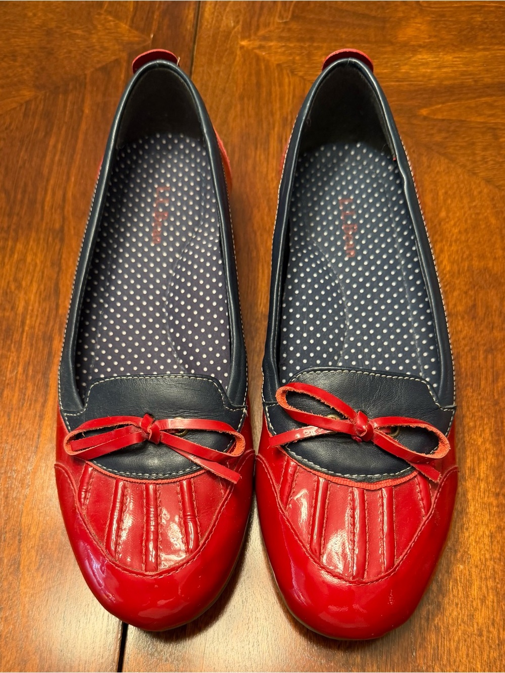 L.L. Bean Red and Navy Women’s Coastal Rain Skimmers